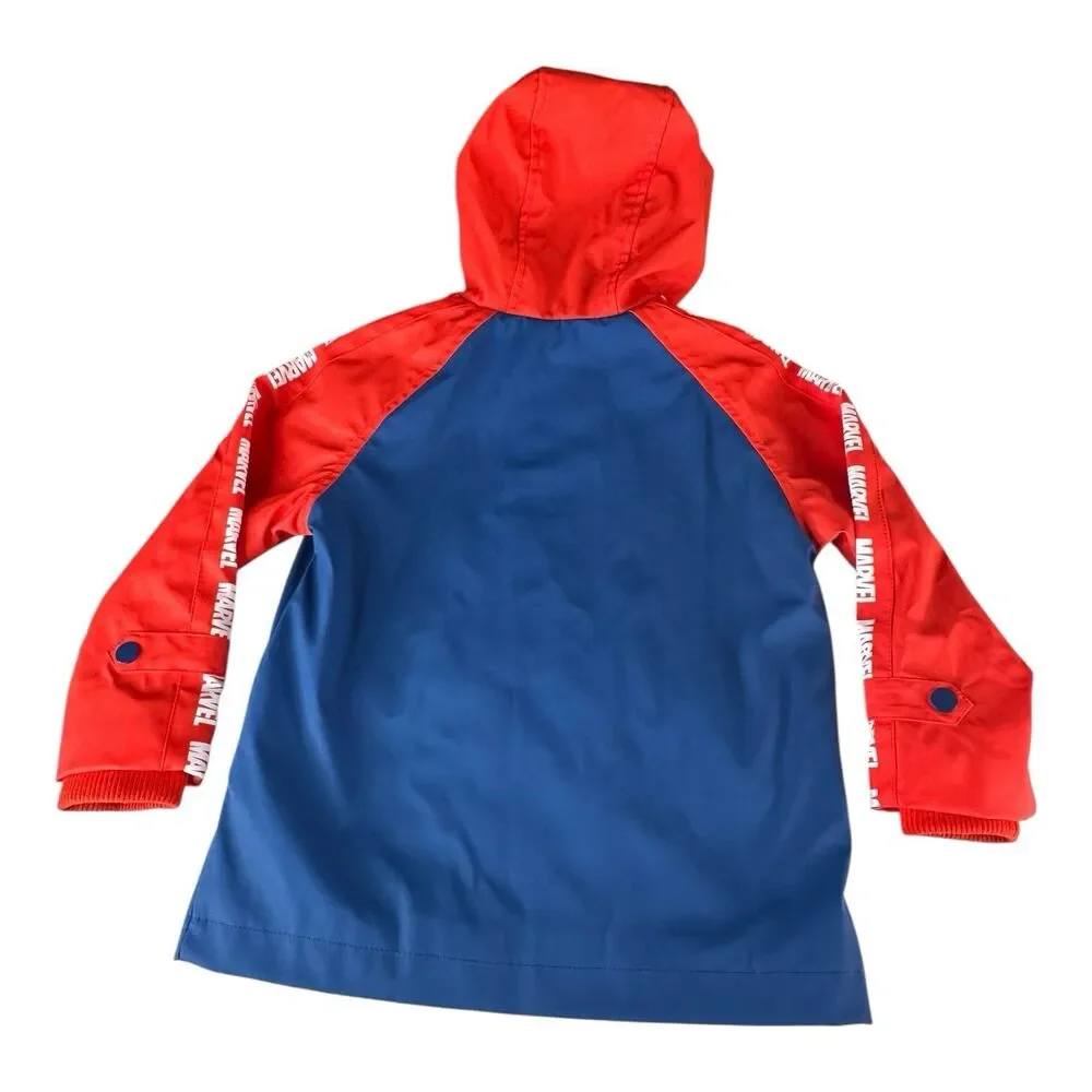 MARVEL AMAZING SPIDERMAN Warm Fleece Lined Waterproof Raincoat 3-4 Year‎ VGC
